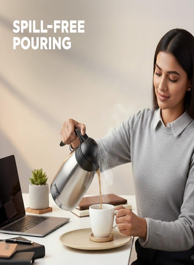 Pexpo Cosmo ISI Certified Stainless Steel Carafe - 2 Litre | Hot & Cold Triple Wall Vacuum Insulated Flask for Tea & Coffee | Home, Office, Kitchen, Restaurants - Silver - Image 5